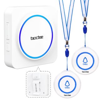taoctee 家庭用介護呼び出しベル 充電式のケアレシーバ 持ち運び便利 家庭用 sos 呼び出しボタンは防水シリコン保護カバーあり 妊婦 子供 病患 障碍者 受信機1台 送信機2台